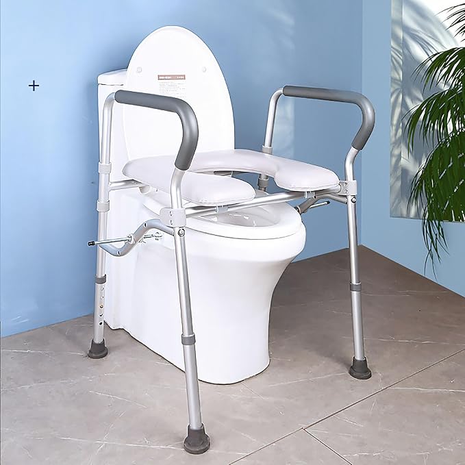 Elevador de Asiento para Inodoro Ajustable con Asas, Soporte Lumbar y Abrazaderas Fijas, Ideal para Adultos Mayores, Personas con Discapacidad o Embarazadas, Soporta hasta 360 lb miniatura 2