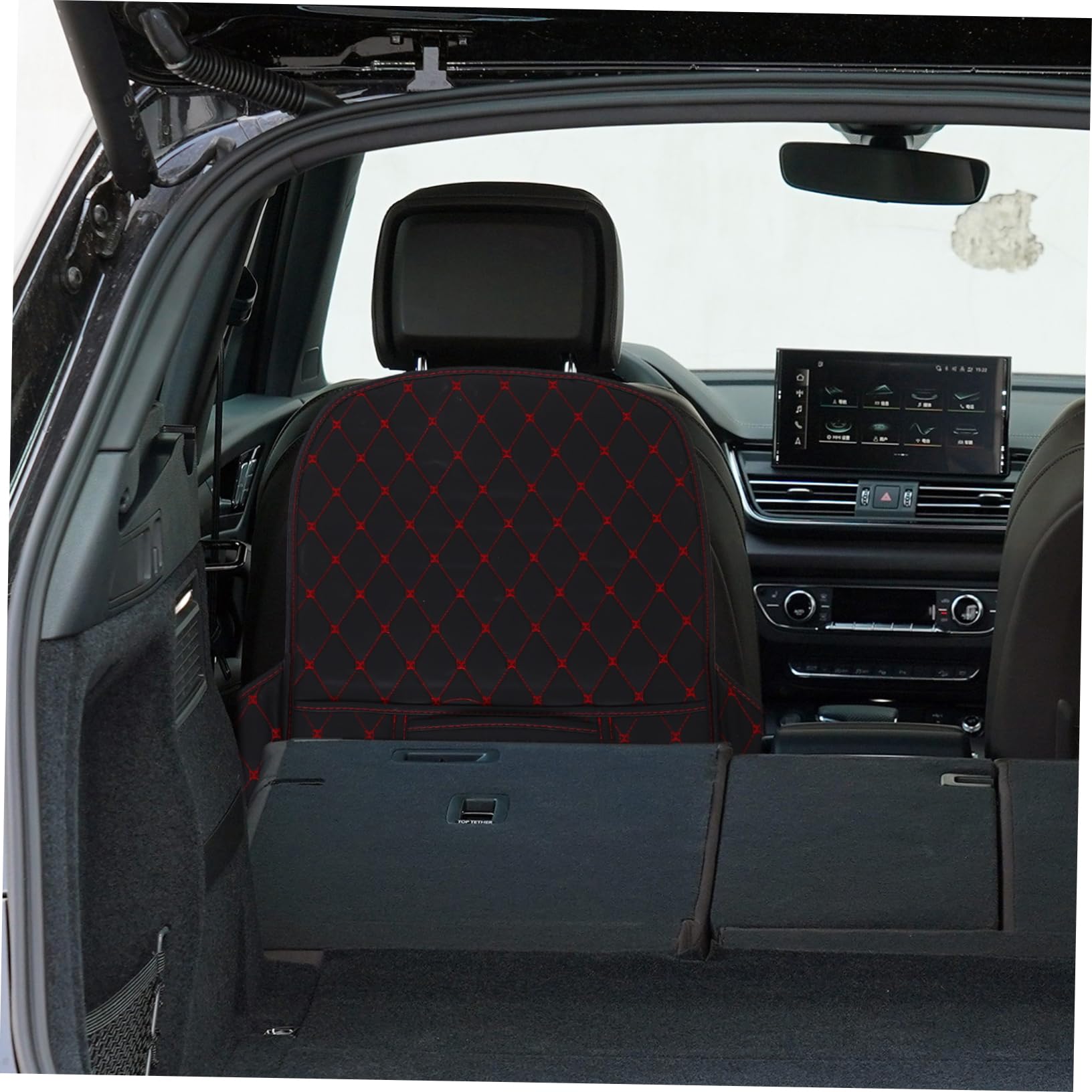 PRETYZOOM Auto Trittschutzmatte für Rücksitzlehne aus Pu Schwarz | Universelle Passform für Sitz und Lehne, Leicht zu Montieren und Entfernen, 2 Stück für Familien und Geschäftswagen