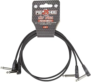 Pig Hog PHLSK2BK Black Low Profile Patch Cables 2 Pack, 2 ft.
