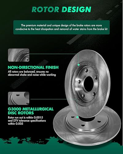 Miniatura 122 de SCITOO Kit de freno delantero Rotores de freno delantero y pastillas de freno de cerámica para 08-16 para Chrysler Town & Country, 08-16 para Dodge