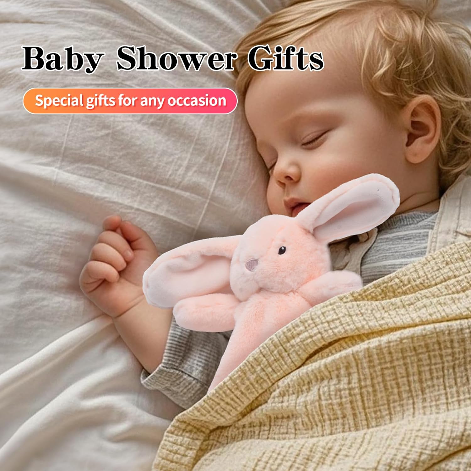 Loveys for Babies,Soft Bunny Security Blanket for Newborn Boys and Girls,Toddler Snuggle Toy Stuffed Animal,Baby Lovey, Baby Girl Gifts,Age 0+ - Image 6