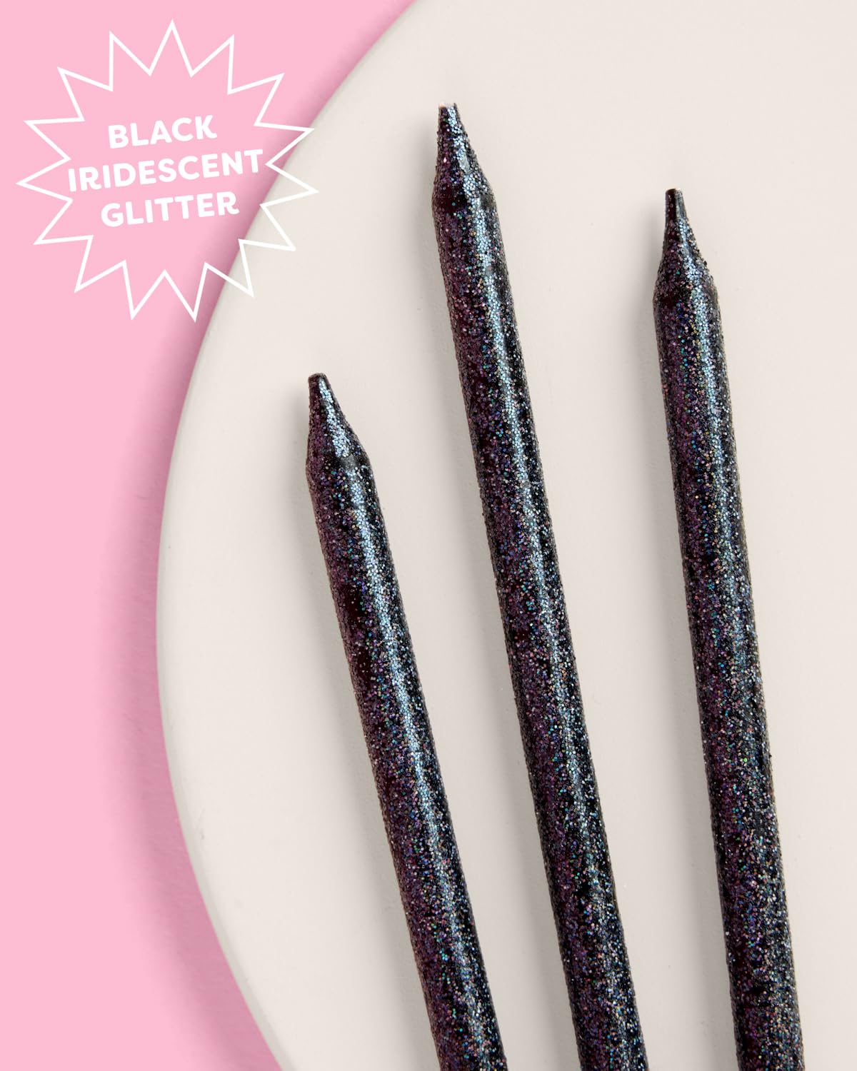 xo, Fetti Black Glitter Cake Candles, Tall Thin - 10 Pcs | Birthday Party Supplies, Bachelorette Cake Decor, Cupcake Topper, Fun Dessert Decorations