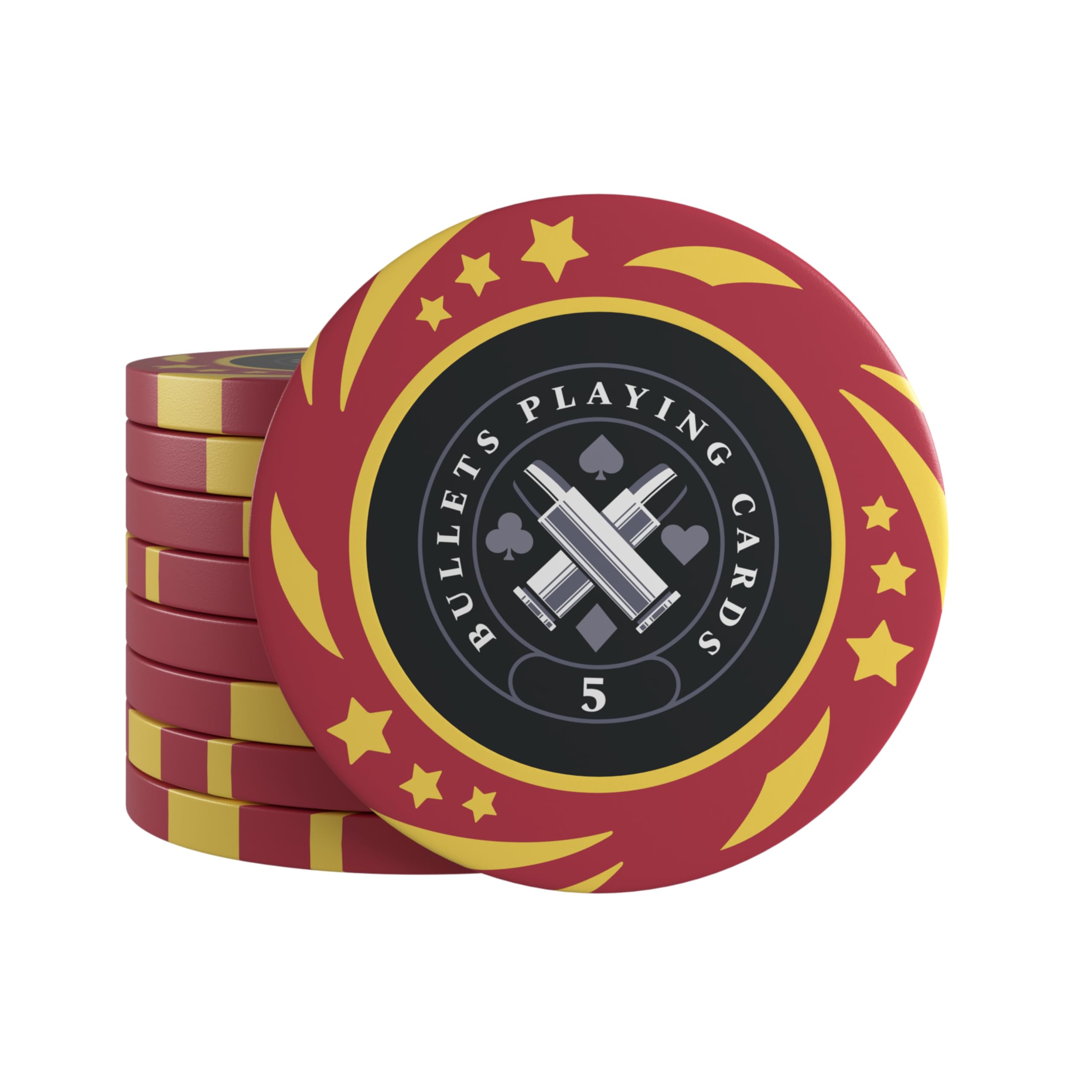 Bullets Playing Cards, Janice Plastic Poker Chips for Poker Set, Value 5.4 cm Diameter, Red, Pack of 25