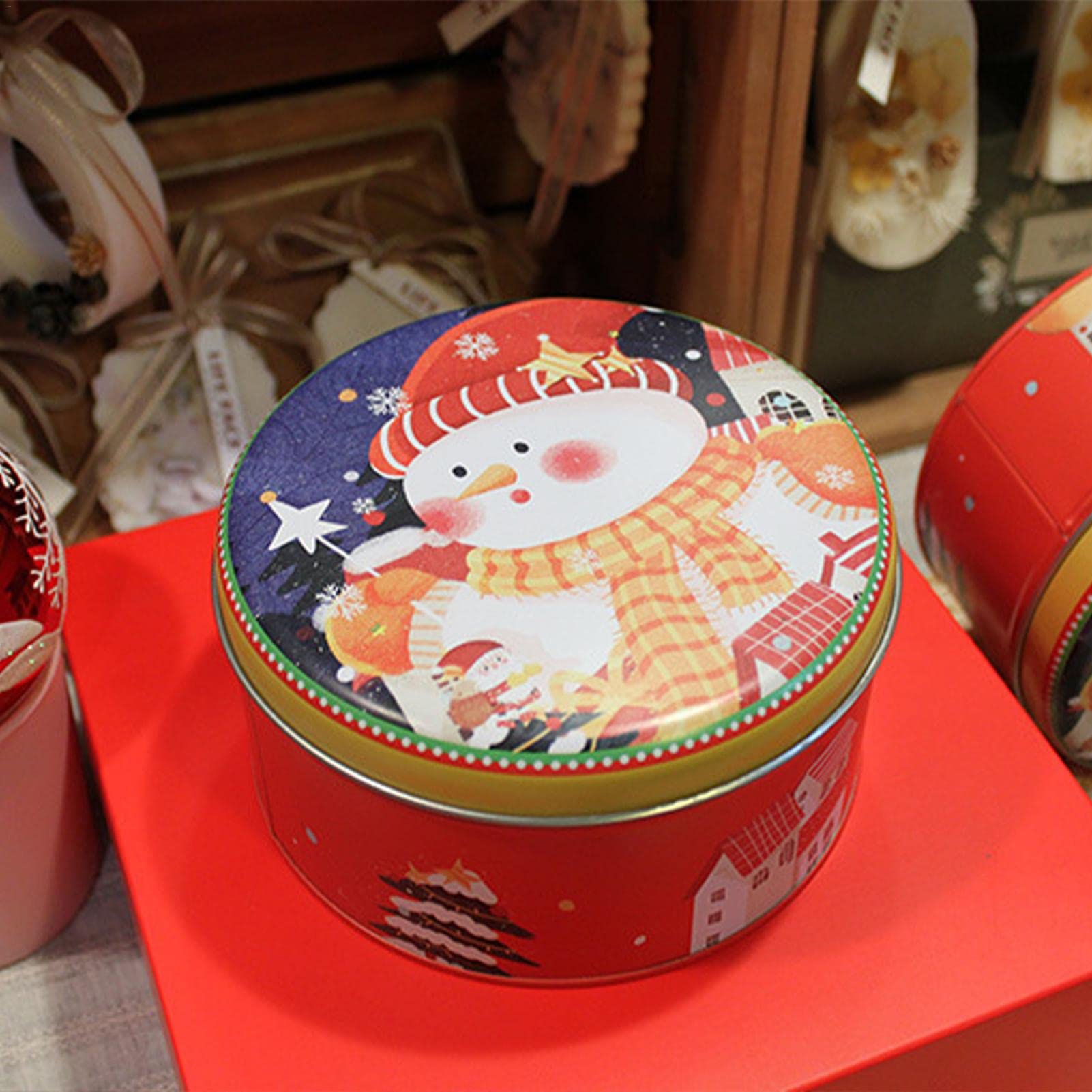 Boîtes à Biscuits De Noël En Métal Avec Fenêtre - 2 Pièces - Boîte Cadeau Réutilisable Pour Bonbons Et Friandises - Design Festif