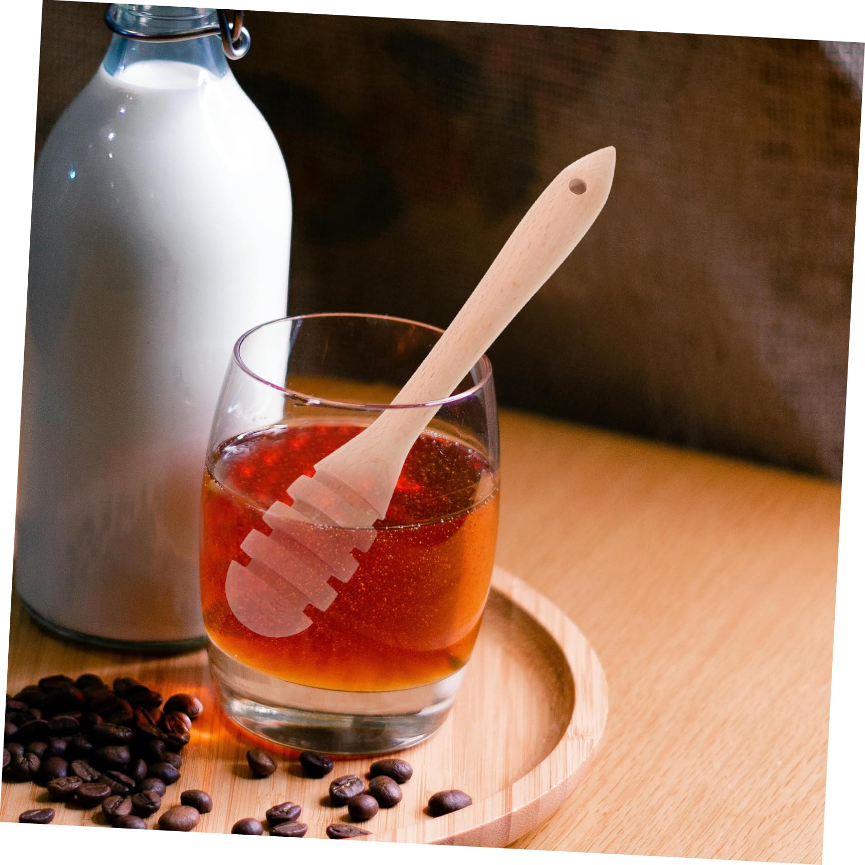 GLEAVI Wooden Stick Natural Wood Honey Stirring Rod for Easy Honey Collection for Tea and Jam Mixing Portable Kitchen Utensil