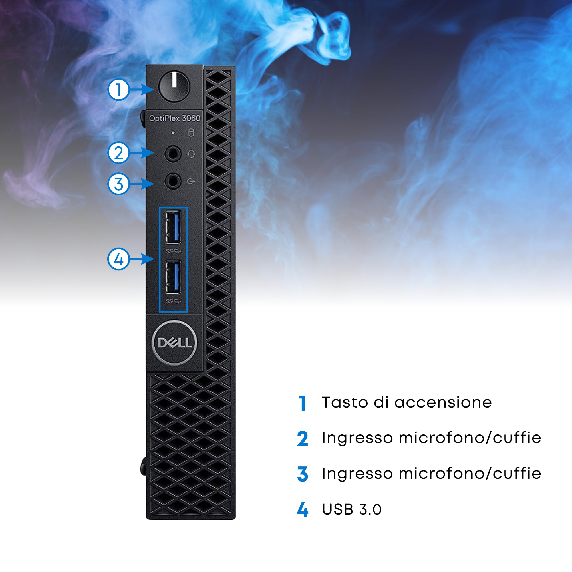 Dell OptiPlex 3060 Micro - Intel i5-8500T 6 Core 2.10 Ghz - Ram 8 GB SSD 256Gb - HDMI Disp Port - Mini Pc Pronto all'uso con Win 11 e Libre Office (Ricondizionato)
