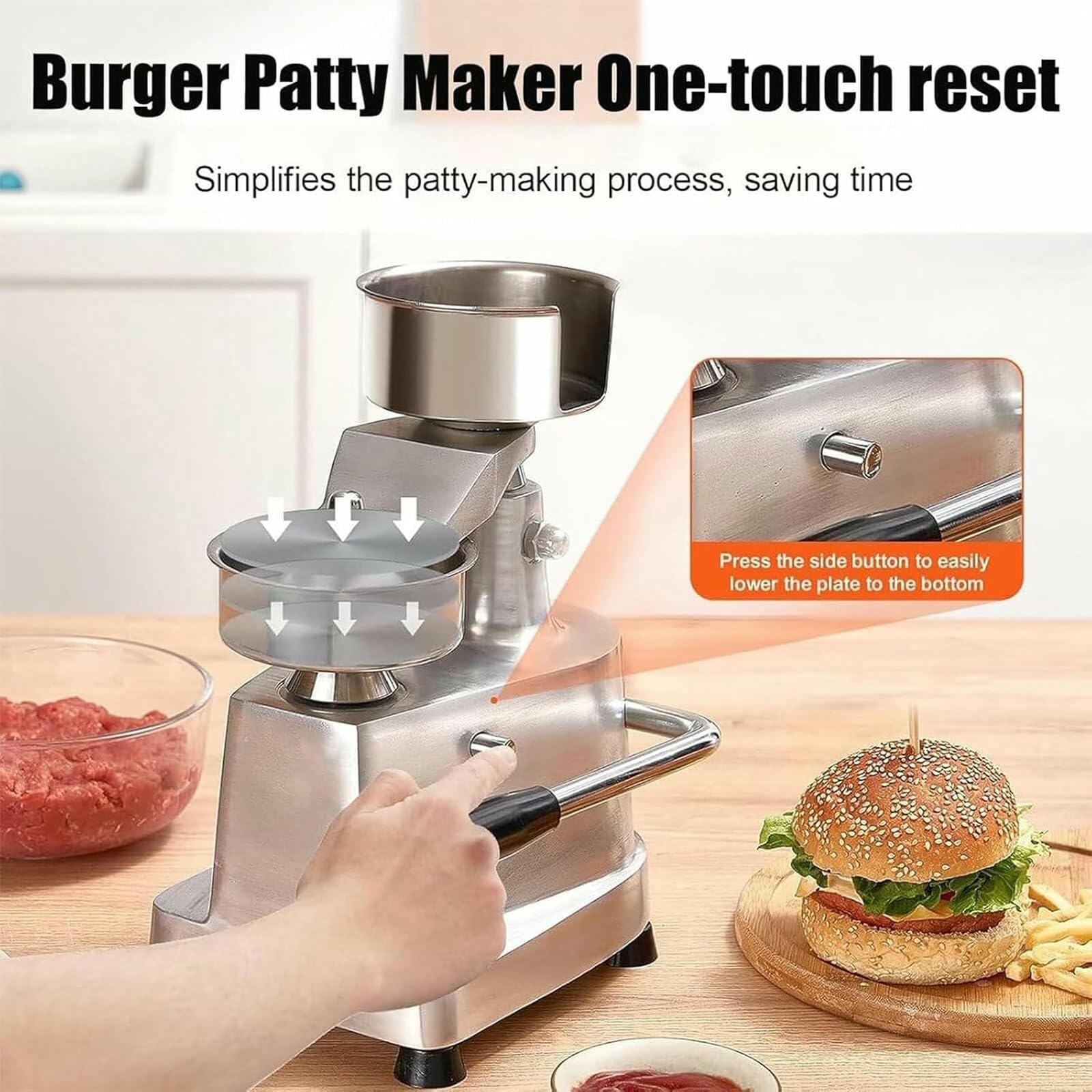 Burger Patty Maker mit Backpapier, Antihaft-Handpresse, abnehmbar für einfache Reinigung, perfekt für gefüllte Burger, einfache Lagerung