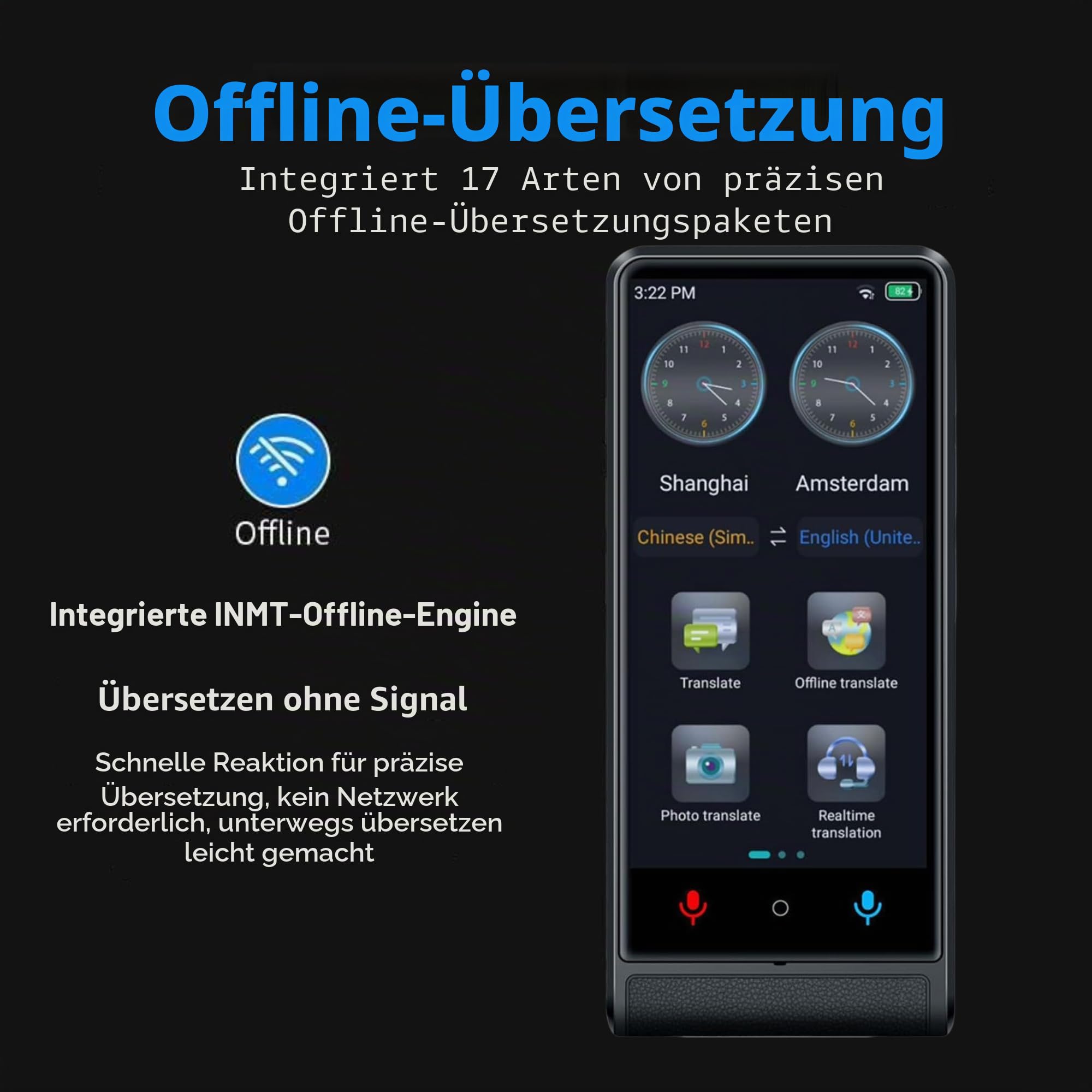California, Sprachuebersetzer Echtzeit 2026, Ohne WLAN Ohne Daten, 4 Zoll Touchscreen, Aluminiumlegierung, 142 Sprachen Online 22 Offline, KI-Uebersetzer