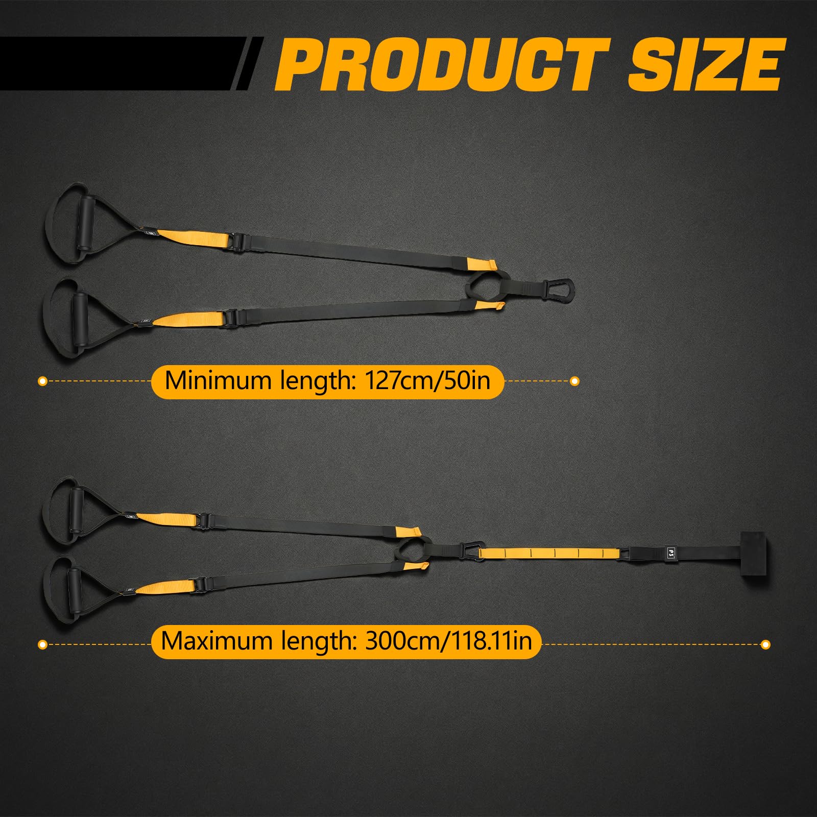 Sangles de Suspension Kit d'entraînement, Sangle Musculation,Sangles Trainer, Ensemble d'Entraînement Avec Ancrage de Porte Réglable pour Exercice Complet du Corps, capacité de charge de 400 kg