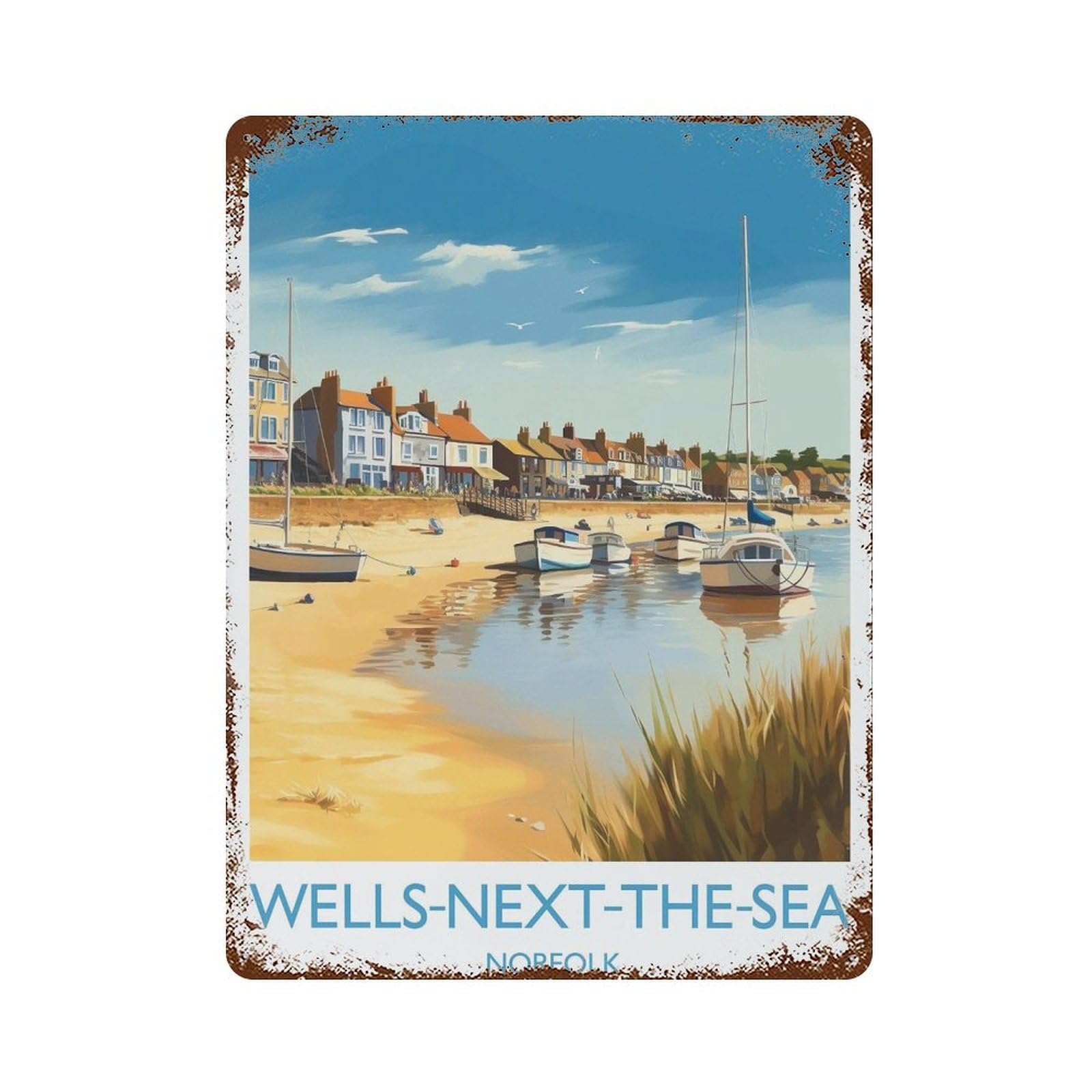 xiaoxiaoshen Wells Next The Sea Travel of Norfolk England Gift Wall Decor Art Metal Tin Poster Modern Home Decor Art Home Bar Shop Decorations Vintage Sign 40x30cm