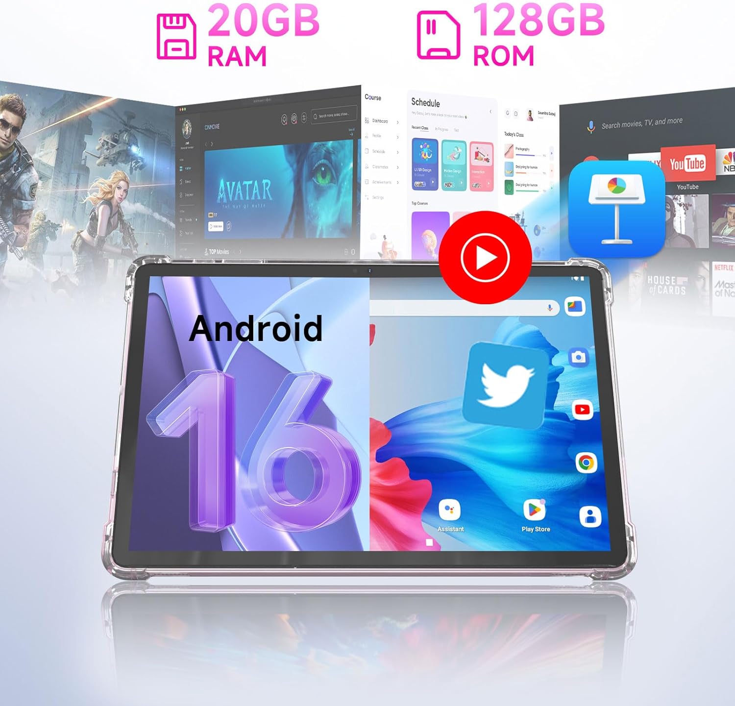11 inch 2 in 1 Tablet, 20GB + 128GB, Android 16 Tablet with Case, 1TB Expandable, 13MP Camera, Octa-Core Processor 5G WiFi 8000MAH Battery 11'' IPS HD Touchscreen Tableta PC.