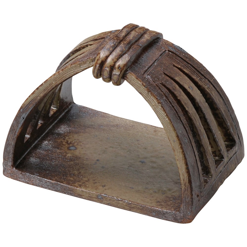 Japanese Bizen Style Small Handled Plate Pottery Serving Dish 4.7in Japan