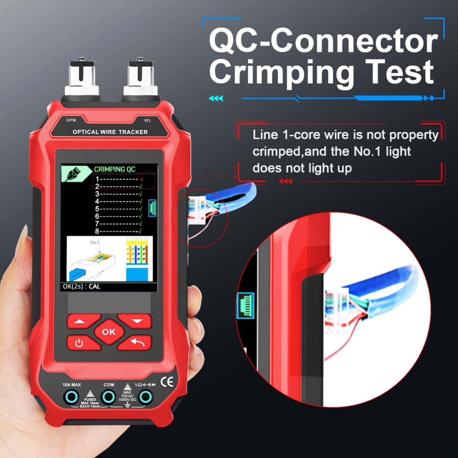 Localizador de cables, Comprobador de cables de red, multímetro de 60000 cuentas, medidor de potencia óptica, prueba POE, comprobador de red LAN