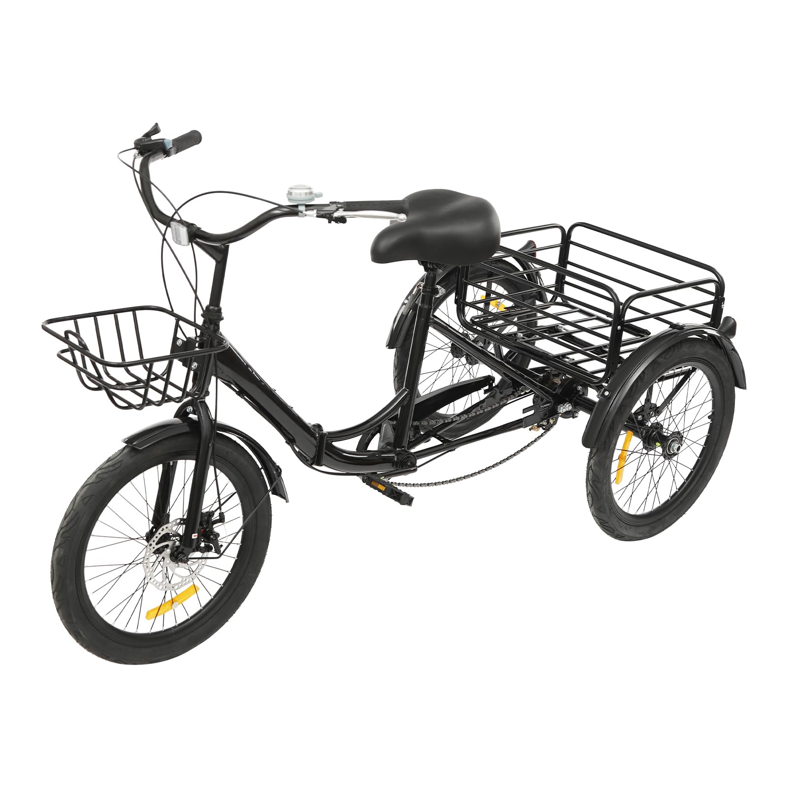 20 pollici Triciclo per adulti Biciclette a 3 Ruote con Cestino, 7 marce Tribike da Pieghevole Bicicletta Cargo per adulti, anziani e donne, altezza regolabile