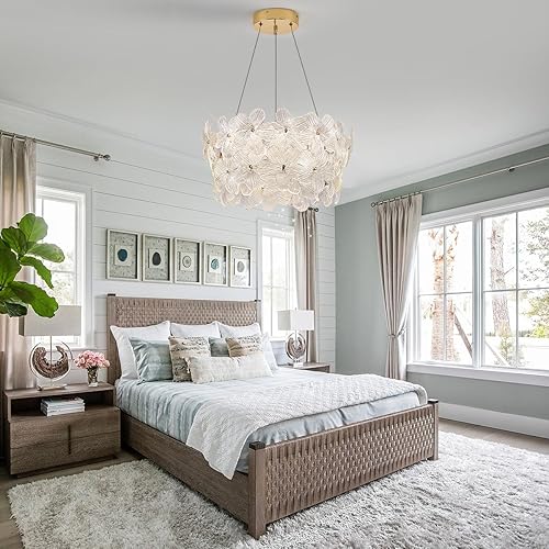 Miniatura 8 de Moderno candelabro LED de cristal de 20 pulgadas, color dorado cepillado, contemporáneo, para comedor, regulable, montaje empotrado, techo alto, con