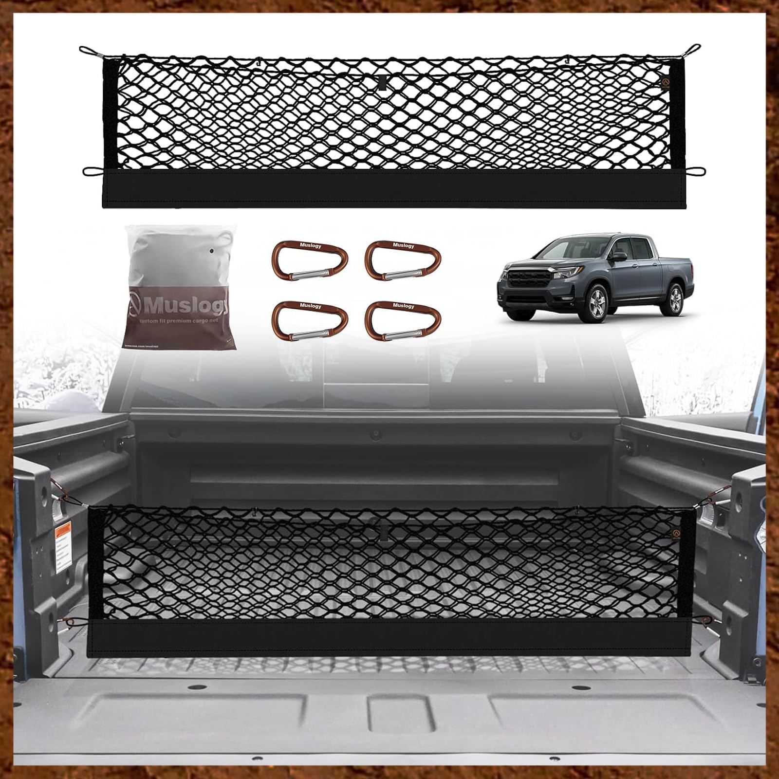 Muslogy Cargo Net for Honda Ridgeline 2017-2025 2026 Accessories