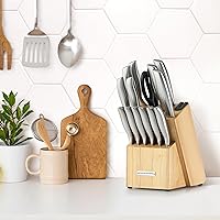 Vista 6 de Zulay 15-Piece Stainless Steel Kitchen Knife Set with Built-in Sharpener – Ultra Sharp, Rust-Resistant Knives in Natural Wood Block