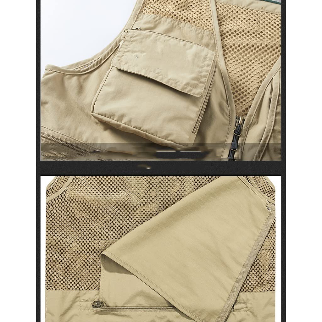 Chaleco de pesca Chaleco for hombres chaleco primavera y verano delgada malla de malla al aire libre fotografía de chaleco múltiple pesca chaqueta de chaleco de secado rápido Chaleco Pesca(XXL)