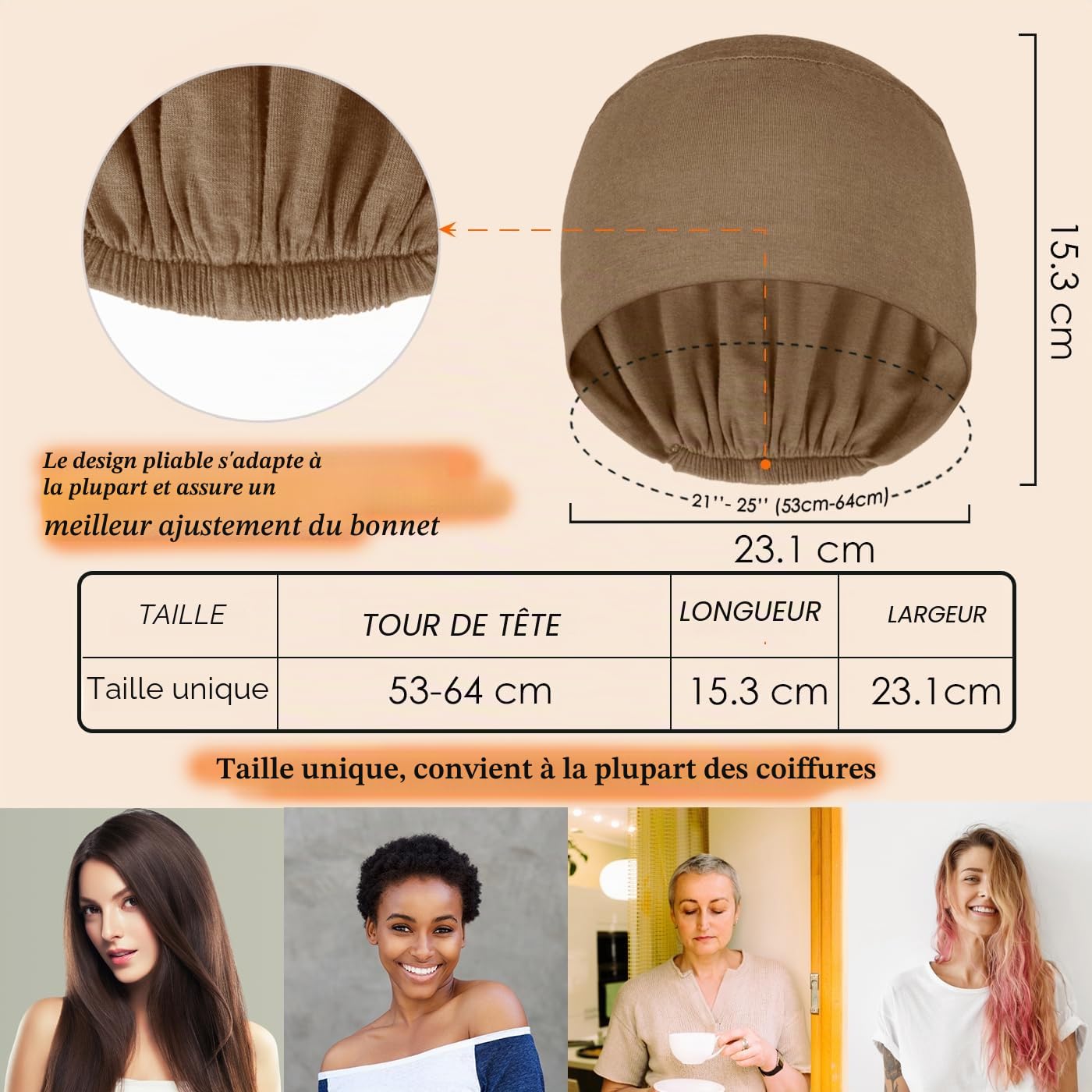 Lot de 4 bonnets de chimio pour femme - Bonnets de chimio - Bonnets de sommeil contre la perte de cheveux