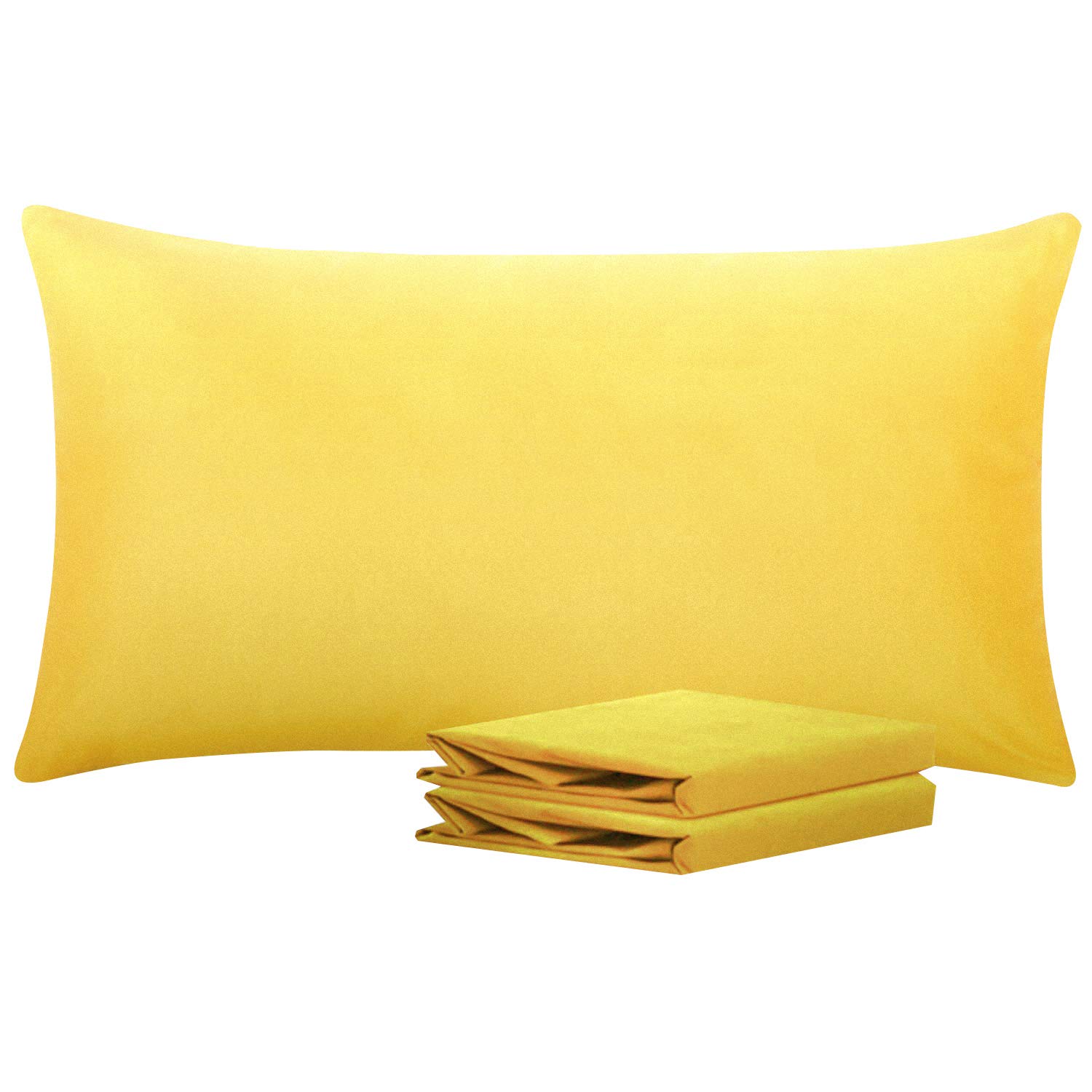 NTBAY King Microfiber Pillowcases, 2 Pack, 20 x 36, Yellow | Soft Brushed Microfiber with Envelope Closure, Set of 2 King 20 x 36 Inch Pillowcases, Pillow Inserts Not Included
