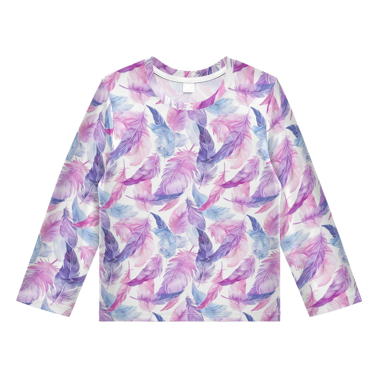 Colorful Feather Pattern Boys Rash Guard Swim Shirts Long Sleeve UPF 50+ Quick Dry Sun Protection Shirt Swimsuit Surf Tops for Toddler Kid Girl Fishing Swimming Outdoor 3T