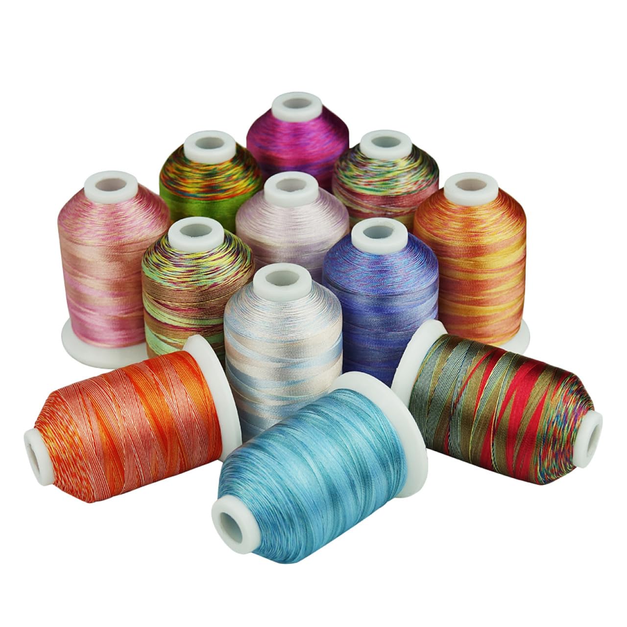 Fil à Broder Machine en Polyester, 12 Rouleaux 12 Couleurs, 1000m