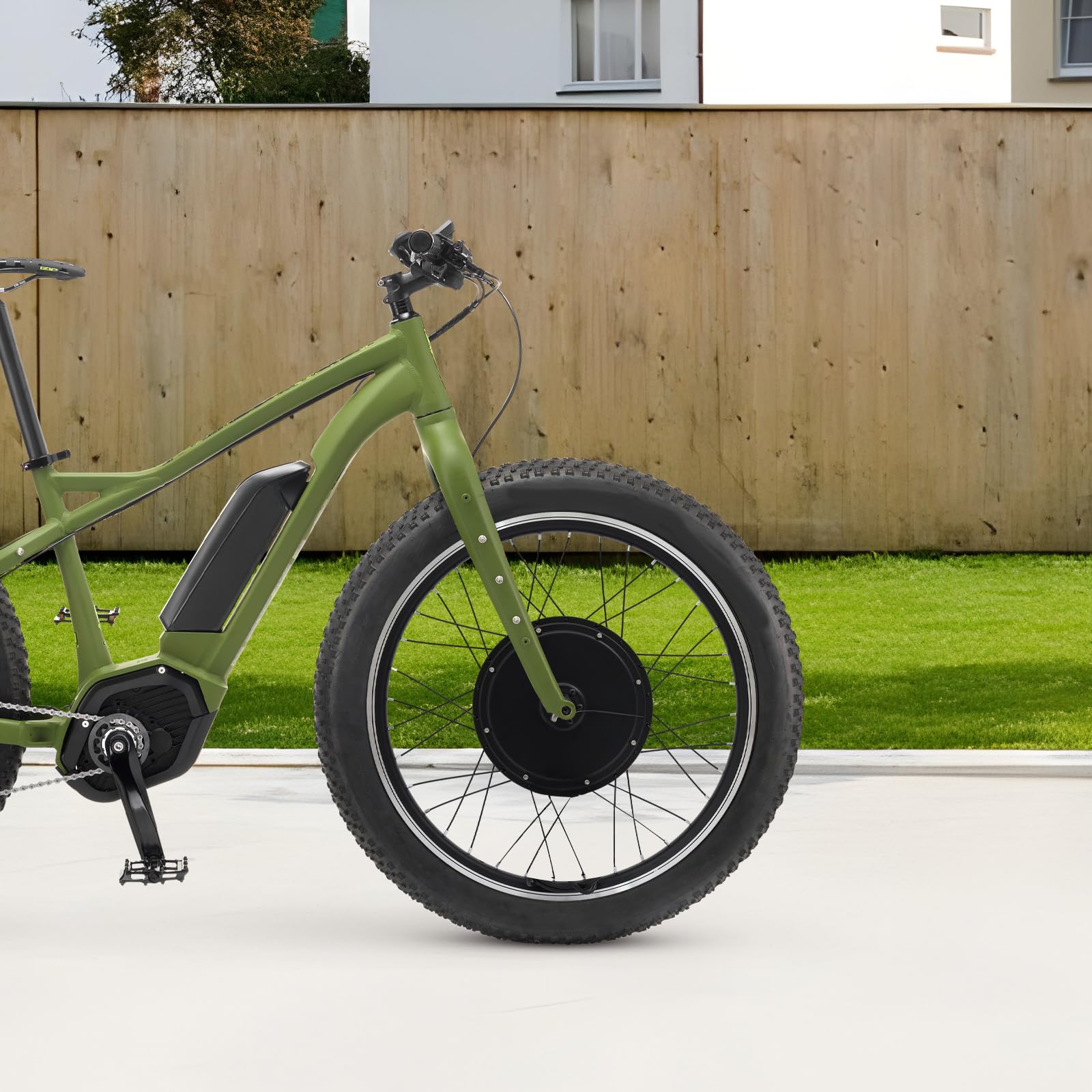 Kit di conversione per bicicletta elettrica da 48 V, 1000 W, con LCD, ruota anteriore da 24", per biciclette elettriche da città, biciclette elettriche fuoristrada (anteriore)
