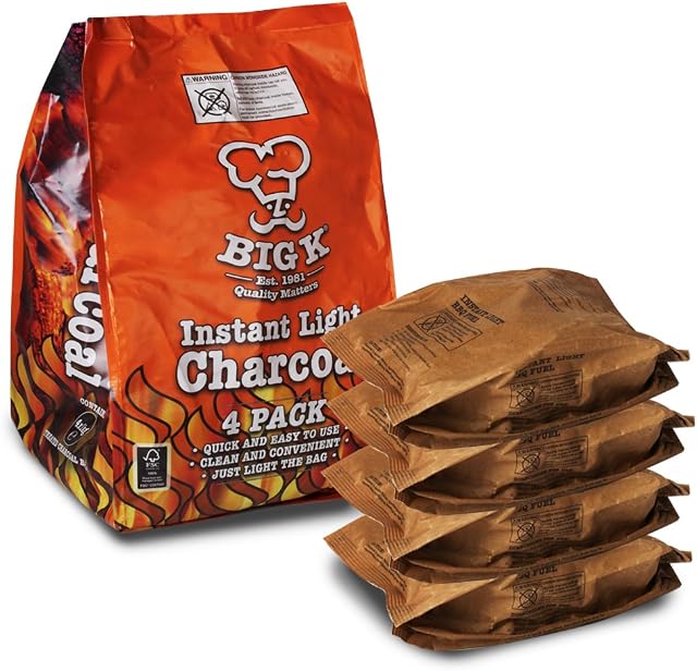 4KG (X4, 1KG bags) of Instant Light The Bag BBQ Charcoal for Stoves BBQs Burner - Comes With THE CHEMICAL HUT® Anti-Bacterial Pen!