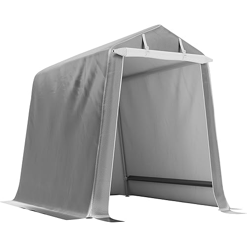 JAMFLY Storage Shelter, 6X8 ft Portable Shed, Outdoor Storage Shed with Rolled up Zipper Doors, UV Resistant and Waterproof Carport for Motorcycle, Bike, Garden Tools
