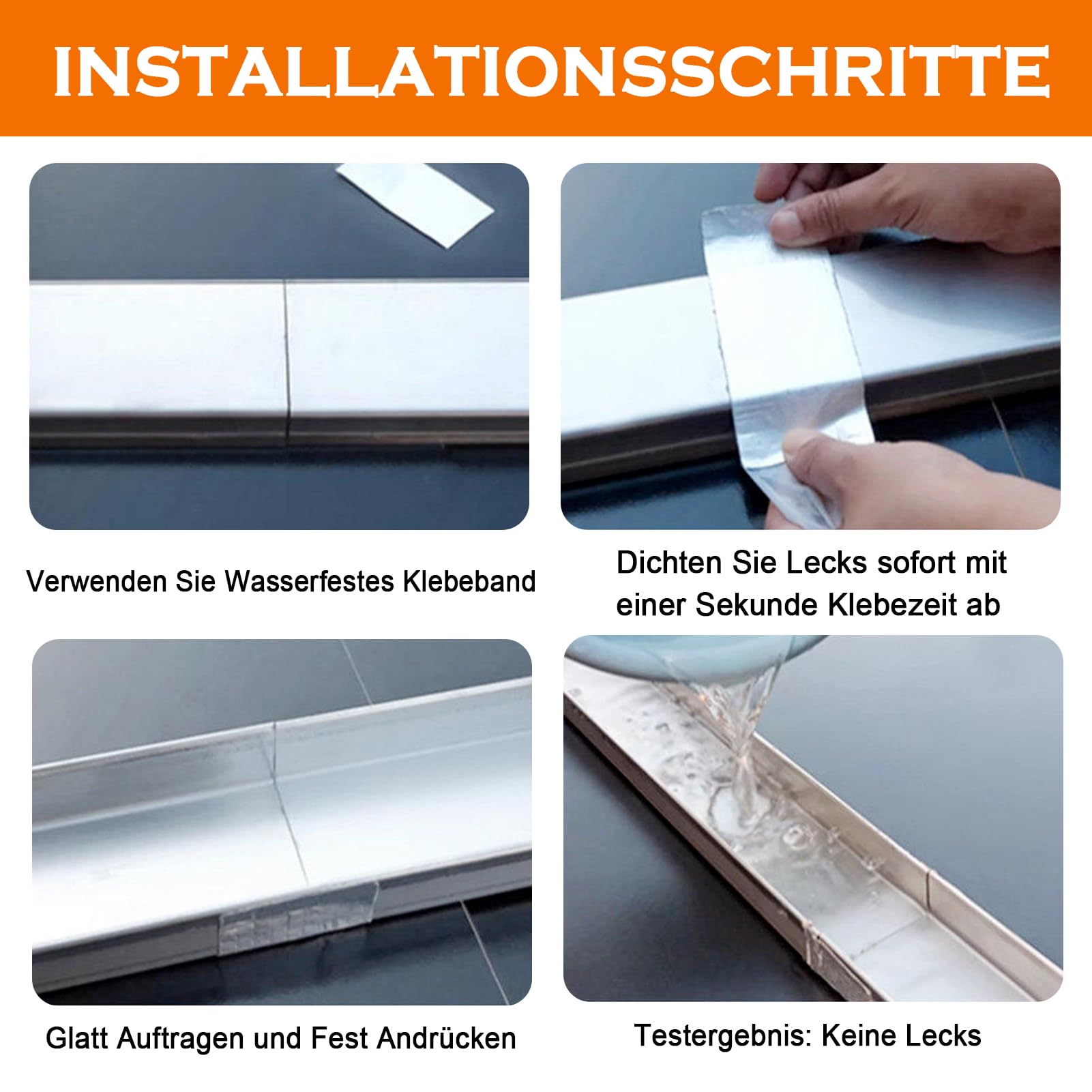 Entwässerungsrinne Terassenrinne, 1m Regenwasser Ablauf Bodenrinne aus Edelstahl Entwässerung für Hof Garten Terrasse Grabenentwässerung, Extra Flach 8cm Höhe 5cm