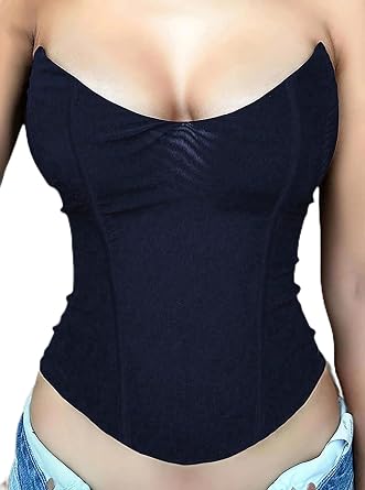 LovelyWholesale Mesh Corset Top for Women Sexy Strapless Bustier Tops Party Club