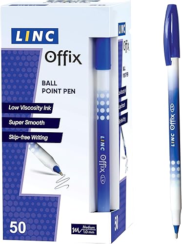 Miniatura 1 de Linc Offix - Bolígrafo suave, punta de 0.039 pulgadas, 50 unidades, color azul