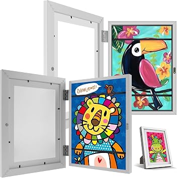 2pcs Kids Art Frame Front Opening A4 Kids Artwork Display Frame with Fixed Strap Picture Frames for Multiple Pictures Changeable Childrens Forever Frames Photo Storage for Hang or Stand Display