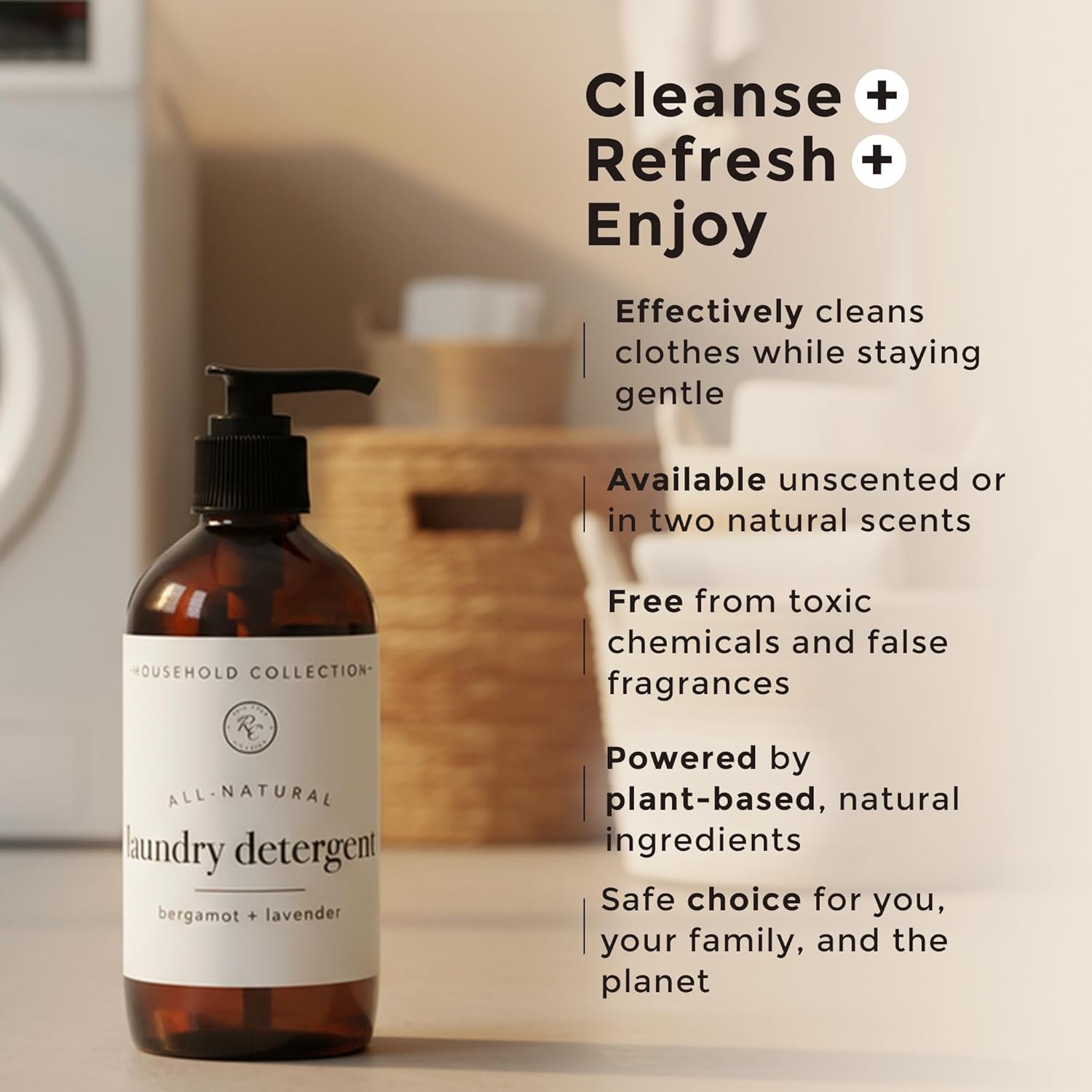 Rowe Casa Organics Bergamot and Lavender Laundry Detergent Liquid – Natural Liquid Washing Detergent with Floral, Sweet, and Fresh Scent – 16 Oz Pump Bottle - Image 4