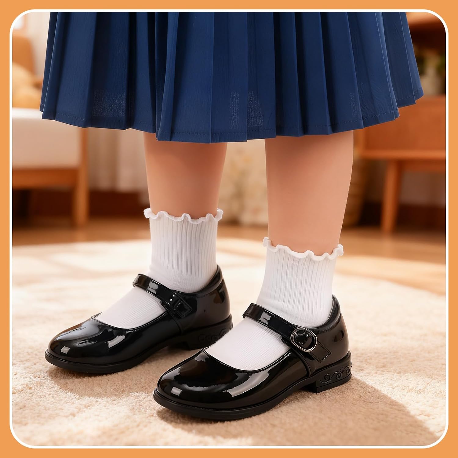 6/12 Pairs Non Slip Toddler Ruffle Socks for Girls Cotton Frilly Socks with Grips for 1-3 Years Girls