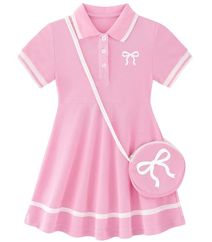 Move Dance Little Girls Sporty Dress Size 5-6 Pink Sundress with Bag