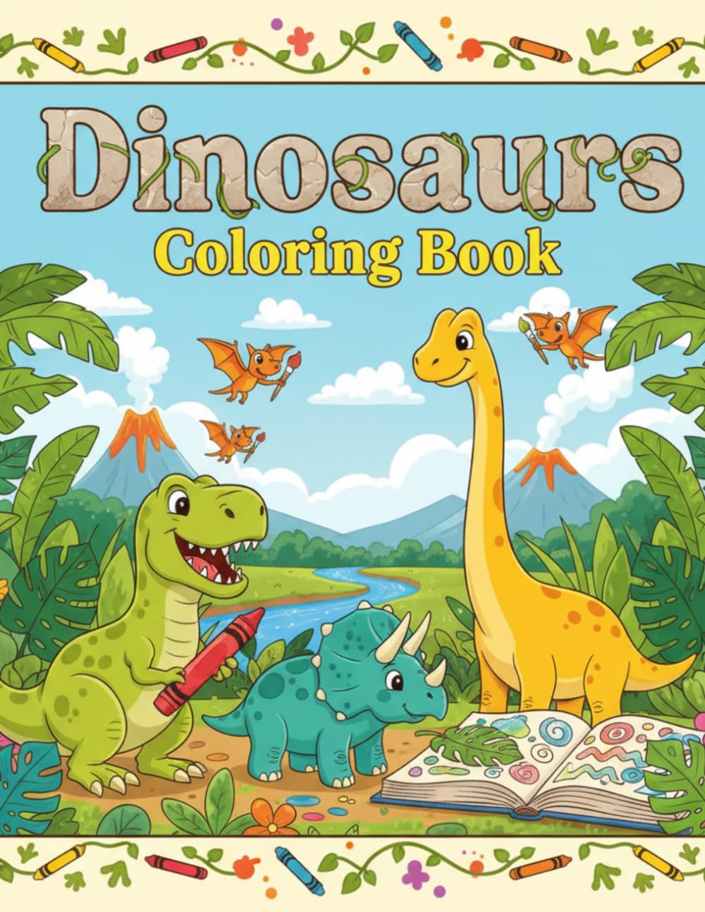 Dinosaurs Color Book: 50 Color Pages