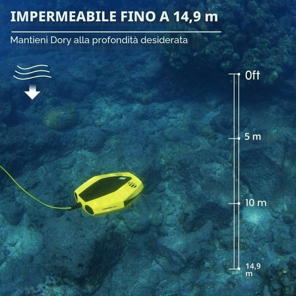 CHASING Dory Drone subacqueo subacqueo Full HD 1080p con fotocamera per visualizzazione in tempo reale, telecomando APP e portatile, con custodia per il trasporto, boa WiFi e cavo da 15 m, ROV