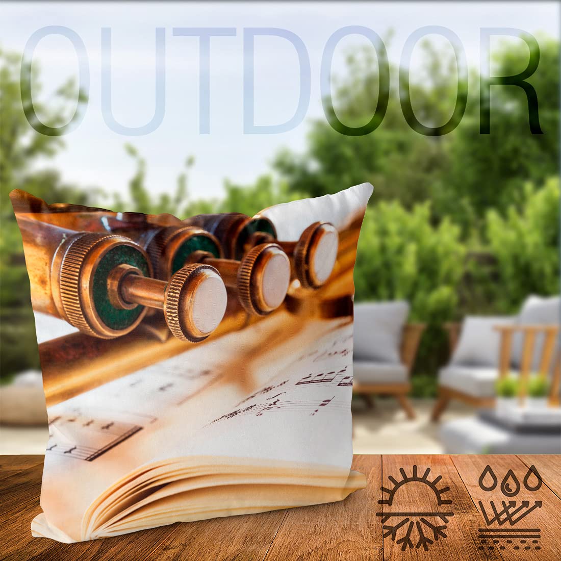 VOID Tromba Strumento Classico Cuscini federe Poliestere Impermeabile per Uso Outdoor e Indoor, Kissen Size:80 x 80 cm