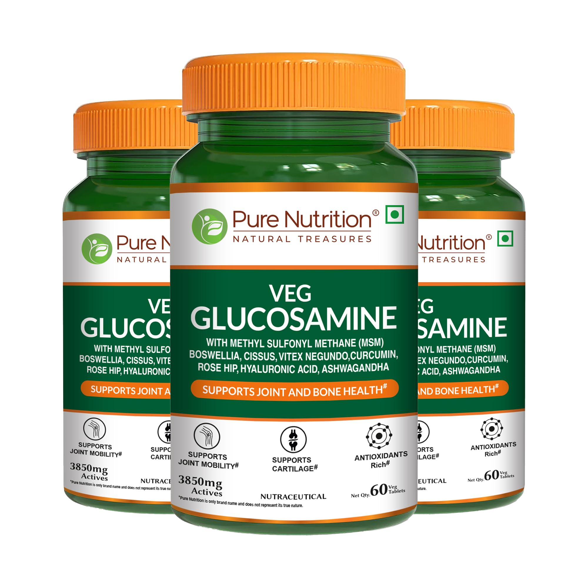 Pure Nutrition Vegan Glucosamine MSM with Boswellia - 180 Veg Tablets (60x3) | Joint & Cartilage Support | Relieves Pain & Stiffness | Reduces Inflammation | Enhances Bone & Muscle Strength | Plant-Based Joint Health Supplement-picture-12