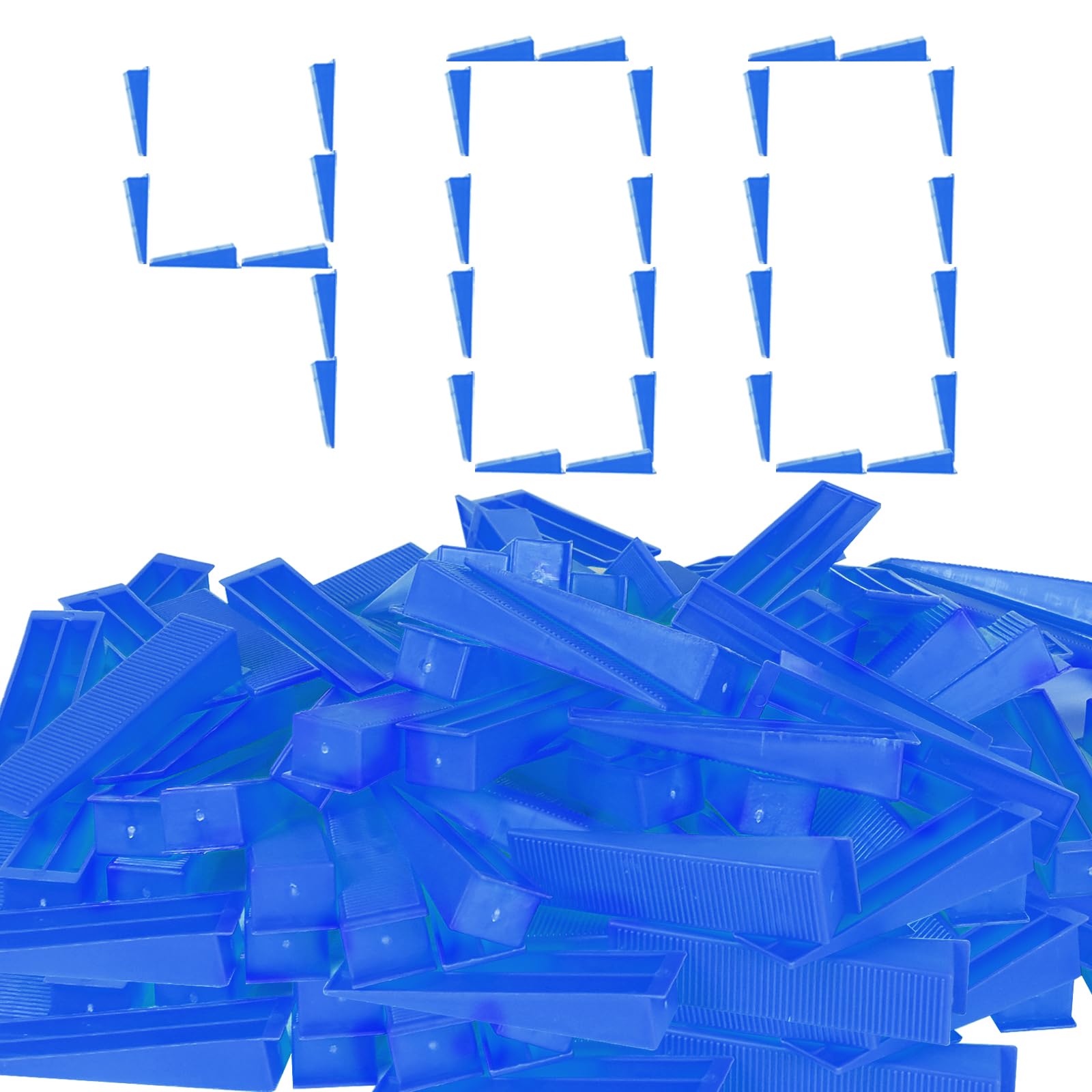 Cuñas de sistema de nivelación de azulejos, reutilizables, compatible con espaciadores de 1/32, 1/16, 1/8 pulgadas (azul, 400)