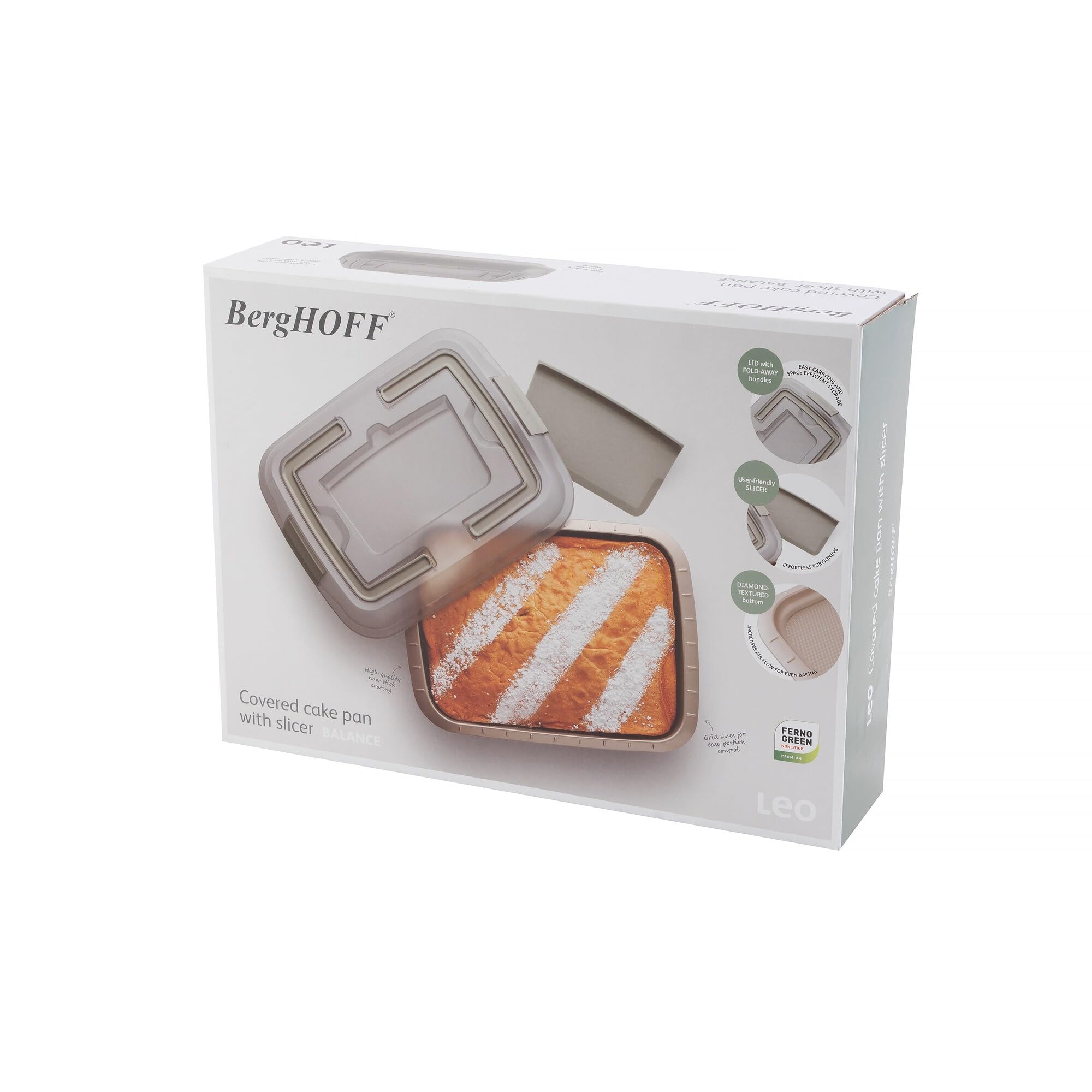 BergHOFF Leo Balance Kuchenform mit Deckel - Springform rechteckig - Backform 38,50x29cm