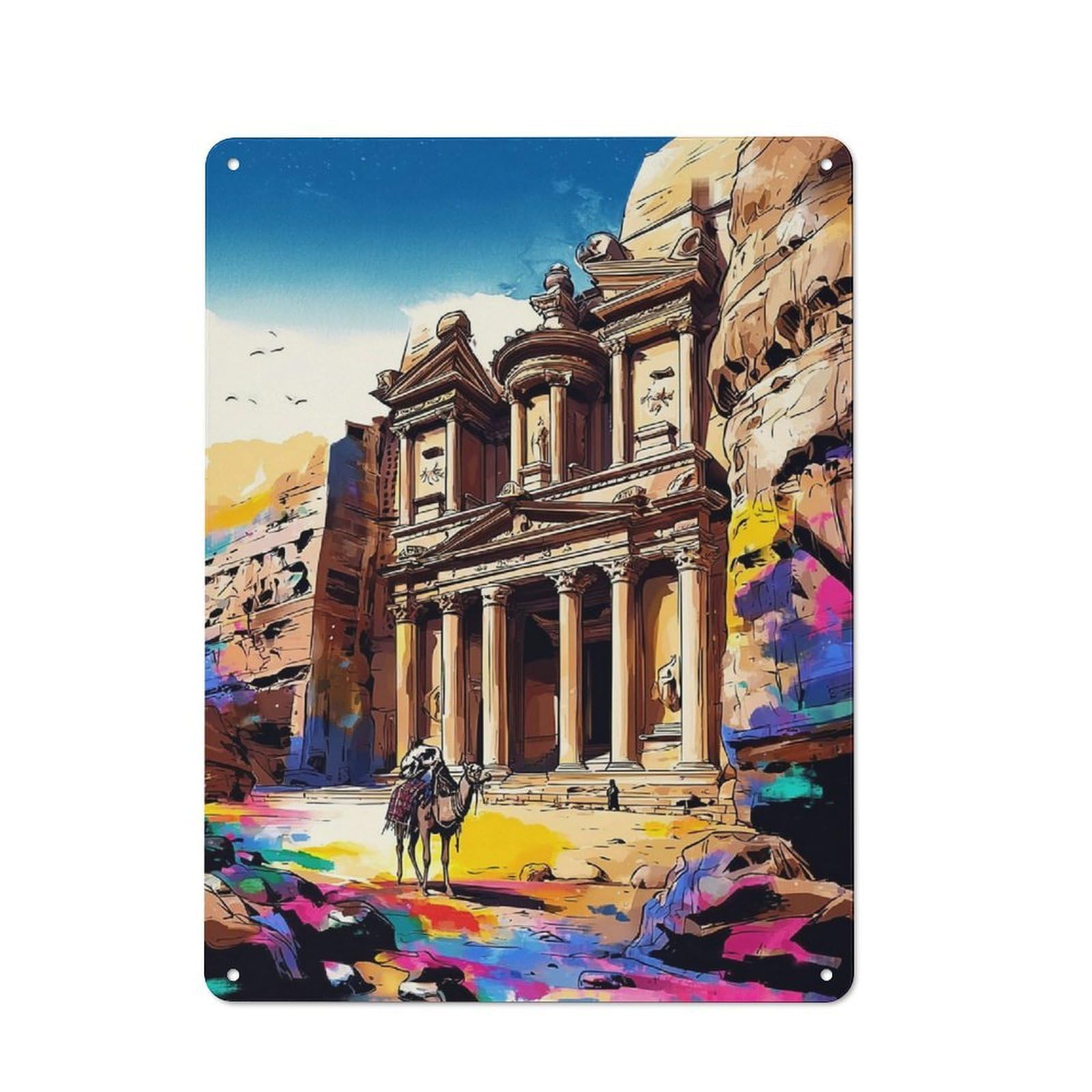 Junmoney Petra's Ancient Wonder Tin Sign 40X30cm For Pub Or Café, Retro-Style Wall Decor, For Garage, Workshop And Man Cave Decoration