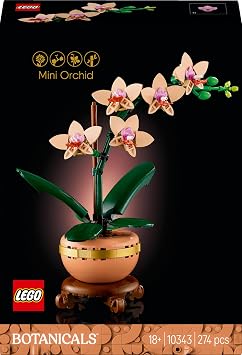 LEGO Botanicals Mini Orchid 10343 – Decorative Flower Making Set for Adult Women and Men with Light Color Terracotta Flower Pot and Wood Effect Pedestal, Home and Office Decoration Gift Idea (274 Pieces)