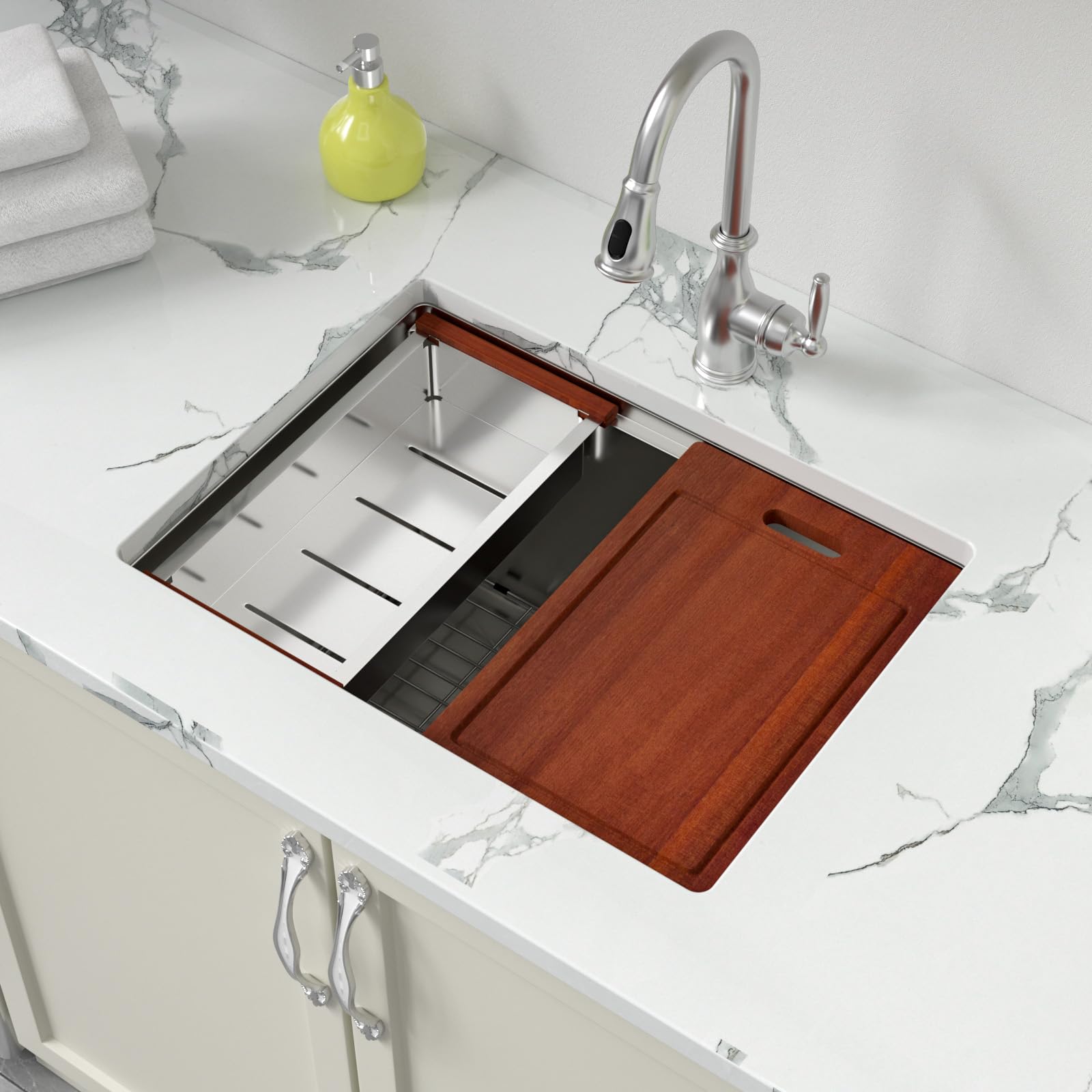 Sarlai 24" Undermount Laundry Sink - Stainless Steel -6 Sarlai 24" Undermount Laundry Sink - Stainless Steel -6