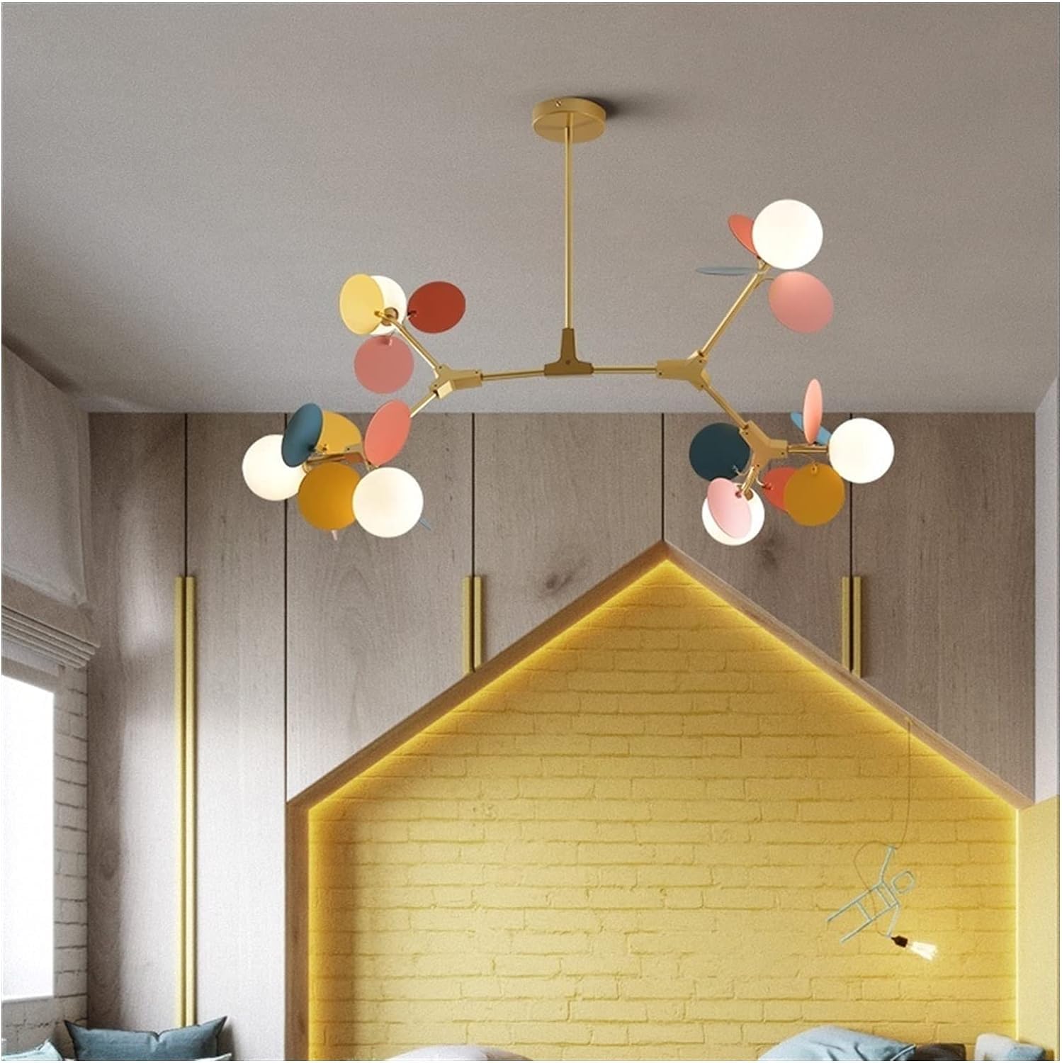 Kryształowy żyrandol - elegancka wielokolorowa szklana lampa sufitowa do salonu, sypialni i jadalni