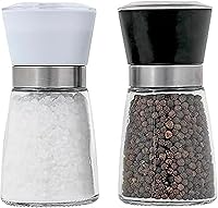 Vista 1 de Kamenstein Molinillos de especias de vidrio con mecanismo de cerámica ajustable, juego de 2 molinillos de sal y pimienta precargados