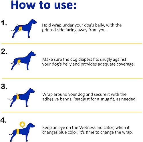 Miniatura 5 de Dono Pañales desechables para perros machos, 24 piezas envolturas desechables súper absorbentes para perros pequeños a grandes con indicador de