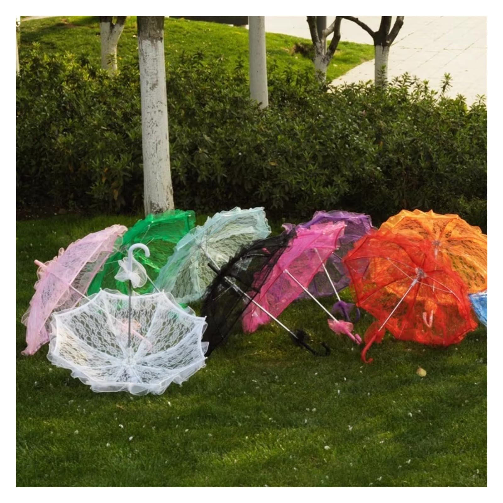 Parapluies de mariée à fleurs en dentelle 2 pièces Pour La Décoration