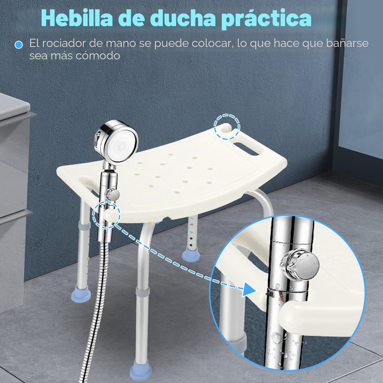 Taburete de Ducha,Antideslizante Stable Taburete de baño,Altura Ajustable Silla de Ducha Personas Mayores, para Baño para Embarazadas, Discapacitados,YUSKDSI